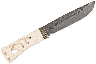 Нож ИП Семин Путник дамасская сталь литье кость ножны кость ажур - фото 2