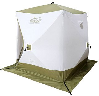 Палатка Следопыт Premium зимняя куб 4-х местная 3 слоя 2,1х2,1м цв. белый олива - фото 1