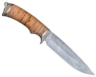 Нож ИП Семин Лазутчик дамасская сталь литье береста   - фото 4