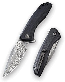 Нож Civivi Baklash Flipper Knife G10 Handle (3.5" Damascus Blade) black  - фото 1