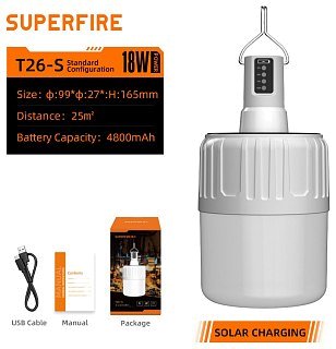 Фонарь Superfire T26-S кемпинговый 500 Lumens - фото 6