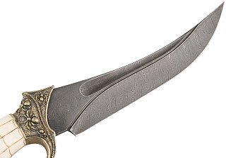 Нож ИП Семин Корсар дамасская сталь литье скорпион кость - фото 8