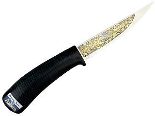 Нож Росоружие Амиго ЭИ-107 кожа позолота гравировка - фото 1