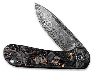 Нож Civivi Elementum Flipper Knife Carbon Fiber Handle (2.96" Damascus) copper - фото 4