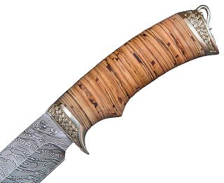 Нож ИП Семин Лазутчик дамасская сталь литье береста   - фото 3