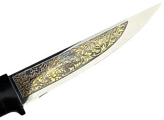 Нож Росоружие Амиго ЭИ-107 кожа позолота гравировка - фото 3
